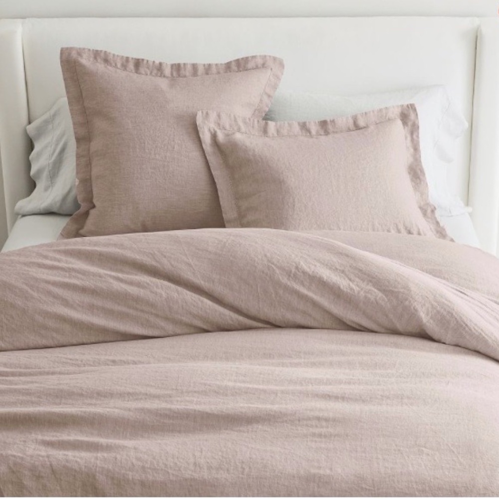 Pottery Barn Belgian Flax Linen Smoky QuartzFull/Queen Duvet & 2 Shams